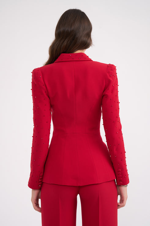 Beaded Sleeves And Neck, Double Breasted Jacket